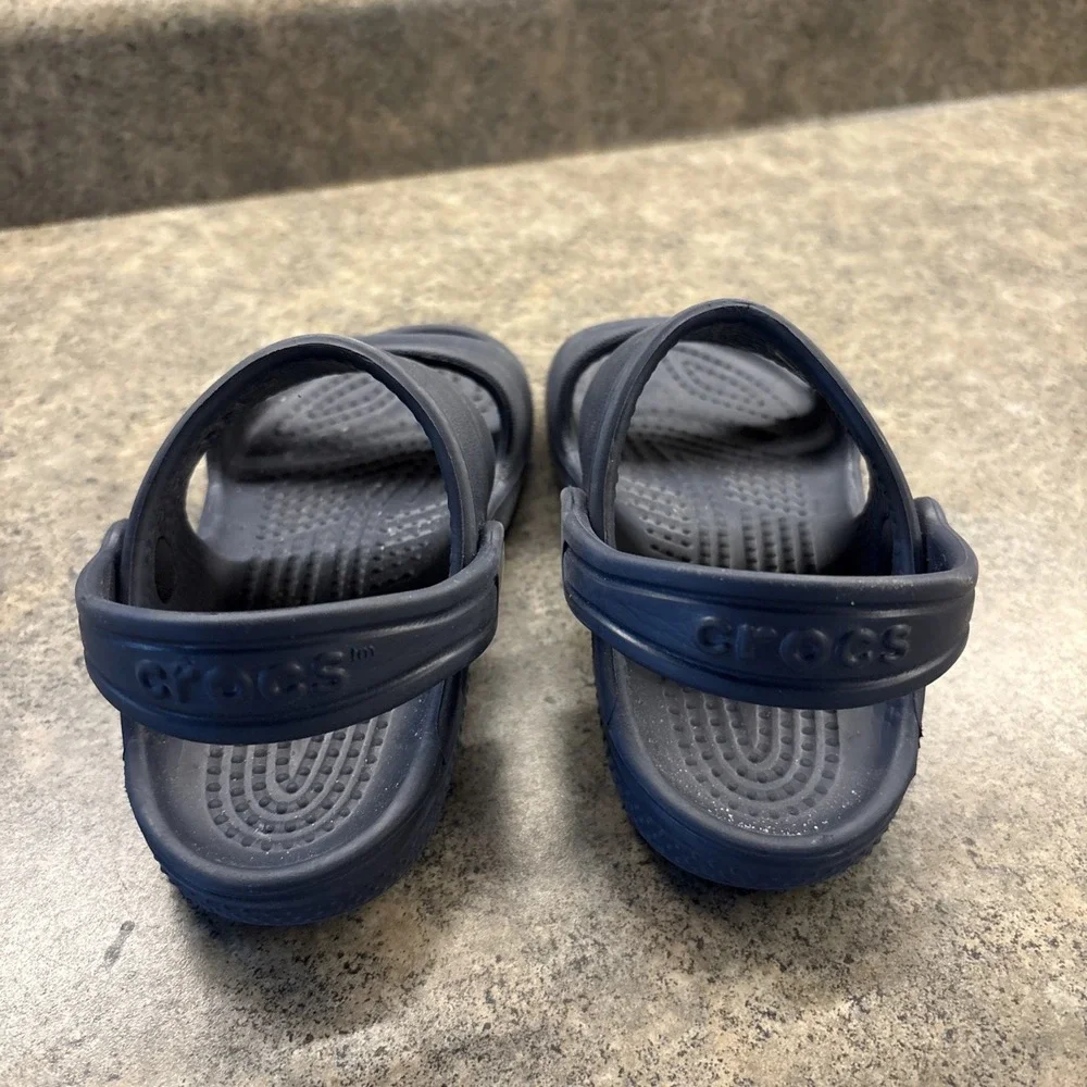 Crocs Toddler Open Toe Strappy Sandals Navy Blue C11 Excellent Condition